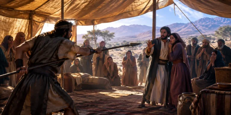 Fineias enfrentando a imoralidade entre Israel com um ato de zelo.