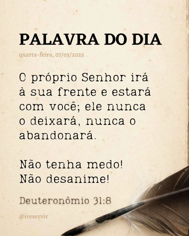 Deus, reconhço que por vezes me sinto só e temeroso diante dos desafios.

Perdoa-me por não confiar plenamente na Tua presença constante.

Ajuda-me a encontrar força na certeza de que Tu, que caminhas comigo, jamais me abandonarás.

Comprometo-me a seguir confiante, entregando cada dificuldade às Tuas mãos.

Em nome de Jesus, amém.

❤️ Deus lhe trouxe aqui por um propósito.

📖 Com Ele, tudo é possível! (Marcos 10:27).

💎 Siga para mais palavras de encorajamento.

#palavradodia #ireservir #versiculododia #catolicos #jesuschrist #reinodedeus #iglesia #deusdoimpossivel #fe #positividade #jesusteama #oracao #leiaabiblia #esperança #palavradedeus #deus #bibliaonline #cristianos #bibliaejiujitsu #dios #jesuscristoteama #iglejacatolica #faith #leituradabiblia #jesucristo #oracion