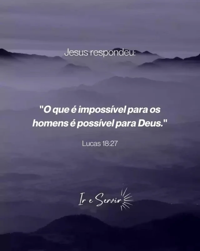Essa poderosa mensagem nos lembra que, mesmo diante dos desafios mais difíceis e aparentemente impossíveis da vida, Deus está sempre ao nosso lado e pode nos ajudar a superar qualquer obstáculo.

Não importa quantas vezes você tenha tentado e falhado, ou quantas vezes tenha sido rejeitado ou desencorajado. Lembre-se de que, com Deus, tudo é possível! Ele é capaz de transformar suas lutas em vitórias, suas fraquezas em forças e suas tristezas em alegrias.

Então, se você está passando por uma fase difícil ou incerta em sua vida, lembre-se dessas palavras encorajadoras de Lucas 18:27. Confie em Deus, mantenha a fé e a esperança, e saiba que Ele tem um plano perfeito para a sua vida.

Não desista, não se sinta derrotado, não se sinta sozinho. Com Deus ao seu lado, você é capaz de superar qualquer desafio. Acredite em Deus e nunca perca a esperança!

❤️ Deus lhe trouxe aqui por um propósito

📖 Com Ele, tudo é possível! (Marcos 10:27)

💎 Siga para mais palavras de encorajamento

#ireservir #leiaabiblia #jesusalva #deusefiel #igreja #yeshua #amorproprio #deusconosco #orar #cristao #gospel #estudodabíblia #church #deusacimadetudo #salvacao #cristianismo #espiritualidade #versiculosdodia #leituradabíblia #leia_a_bíblia #jesusvive #palavradedeus #igrejacatolica #deusebomotempotodo #positividade #deusnocontrolesempre #teologia #biblia