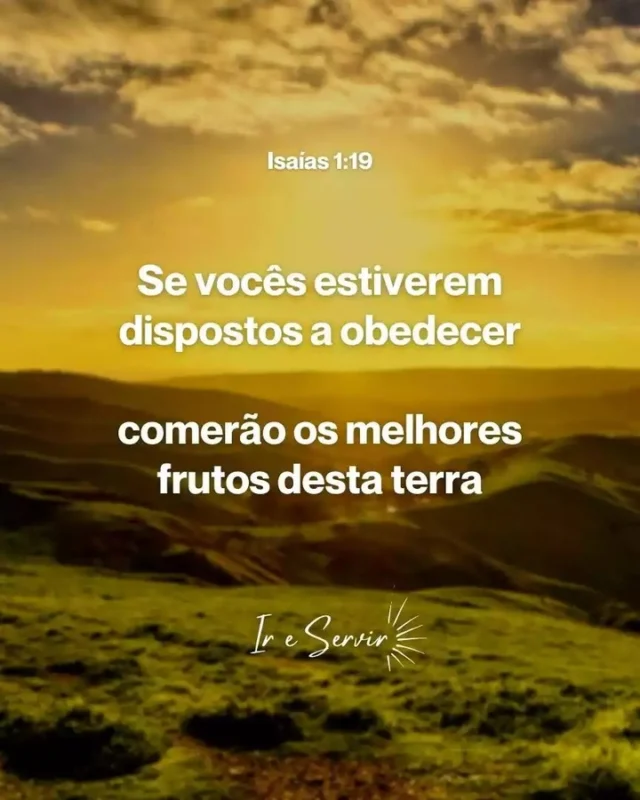 Isaías 1:19 nos ensina: 'Se vocês estiverem dispostos a obedecer, comerão os melhores frutos desta terra'. Essa passagem nos lembra da importância de ouvir a palavra de Deus e nos conectar com Jesus Cristo. 📖💖

A vida pode ser repleta de desafios, mas com a fé em Deus e a orientação de Jesus, encontramos a força para superá-los e alcançar as maiores bênçãos. 🌈🕊️

Permita-se sentir o amor divino e a paz que só a relação com Deus e Jesus pode proporcionar. Abra seu coração e veja as maravilhas que a fé pode fazer em sua vida. 💒🤲

Junte-se a nós na caminhada espiritual e permita que a luz de Deus ilumine seu caminho. ✨🌟

❤️ Deus lhe trouxe aqui por um propósito

📖 Com Ele, tudo é possível! (Marcos 10:27)

💎 Siga para mais palavras de encorajamento

#ireservir #deusebom #familia #deusmaravilhoso #biblianvt #deusnafrentesempre #faith #diosesbueno #igreja #jesuscristo #devocional #orar #diosesamor #deusacimadetodos #saude #bibliadeestudo #deusacimadetudo #bíblia #jesusestavoltando #bibliapersonalizada #igrejacatolica #leiaabíblia #paz #versiculosdodia #deusnafrente #Bibliacreativa #inspiração #alegria