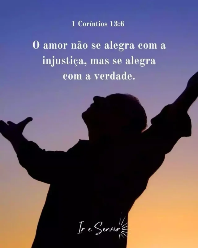 O amor se alegra com a verdade.

A verdade, por mais difícil que seja, é sempre o melhor caminho em qualquer situação.

É o caminho para Cristo, que é a Verdade (João 14:6).

Querer que o verdadeiro seja compreendido e aceito pelos outros é uma forma de expressarmos o amor.

❤️ Deus lhe trouxe aqui por um propósito

📖 Com Ele, tudo é possível! (Marcos 10:27)

💎 Siga para mais palavras de encorajamento

#ireservir #deusefiel #diosesamor #bíbliadamulher #yeshua #esperança #deusnocomandosempre #diosteama #church #deuseamor #versiculobiblico #oracion #catolicos #leituradabíblia #gratidao #bibliacomarte #espiritosanto #lerabíblia #jesuscristonocomando #bíbliailustrada #familia #catolico #deusconosco #deusfiel #jesuscristoreina #iglesia #amor #positividade