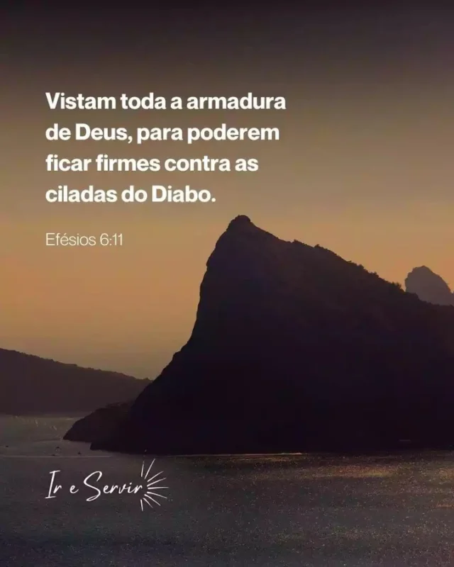 A armadura de Deus é a completa virtude espiritual provida por Deus aos cristãos a fim de capacitá-los para a guerra contra as forças do mal.

A ordem bíblica é para que os cristãos estejam revestidos de toda a armadura de Deus.

Essa armadura espiritual é formada por diferentes elementos, mas é também uma perfeita unidade.

Por isto, não faz sentido usar apenas uma ou outra arma espiritual e desprezar as demais.

Ou alguém está vestido com toda a armadura de Deus ou está completamente vulnerável aos ataques de Satanás.

Devemos estar vestidos de toda a armadura de Deus porque cada cristão verdadeiro está envolvido em uma intensa batalha espiritual.

📖 Adaptado de Estilo Adoração

❤️ Deus lhe trouxe aqui por um propósito

📖 Com Ele, tudo é possível! (Marcos 10:27)

💎 Siga para mais palavras de encorajamento

#ireservir #mensagemdodia #evangelho #motiva #bible #bibliadeapuntes #bibliajovem #adoração #louvor #deusnocomandosempre #deusacimadetodos #bibliasagrada #jesuscristoreidosreis #sabedoria #santidade #deuscuida #jesuschrist #evangelio #abapai #salva #felicidade #igrejacatolica #faith #jesuscristoeosenhor #gratidao #deusdoimpossivel #abíblia #jesus