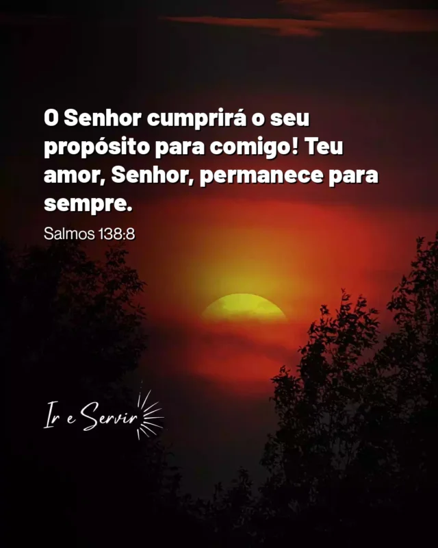 O versículo de Salmos 138:8 nos lembra da fidelidade de Deus em cumprir Seus propósitos em nossas vidas, mesmo diante das adversidades.

 Ao reconhecer que o amor do Senhor é eterno, somos convidados a confiar plenamente em Sua direção.

 Essa confiança nos leva a uma prática essencial na vida cristã: a entrega.

 Ao entregarmos nossos planos e preocupações a Deus, abrimos espaço para que Ele opere em nós e através de nós.

 Jesus nos ensinou a buscar o Reino de Deus em primeiro lugar (Mateus 6:33), e essa busca deve ser acompanhada de fé e paciência.

 Ao vivermos com a certeza de que Deus está no controle, encontramos paz e segurança, permitindo que Seu propósito se revele em cada dia de nossa jornada.

❤️ Deus lhe trouxe aqui por um propósito

📖 Com Ele, tudo é possível! (Marcos 10:27)

💎 Siga para mais palavras de encorajamento

#ireservir #esperança #fé #iglesia #cristianos #adoração #inspiração #dios #jesuscristo #biblia #leituradabíblia #deusnocontrole #palabradedios #versiculododia #deusdoimpossivel #Bibliacreativa #familia #bíbliadamulher #igreja #bíblia #biblianvi #church #abapai #saude #frasescristianas #diosteama #palavradedeus #graça